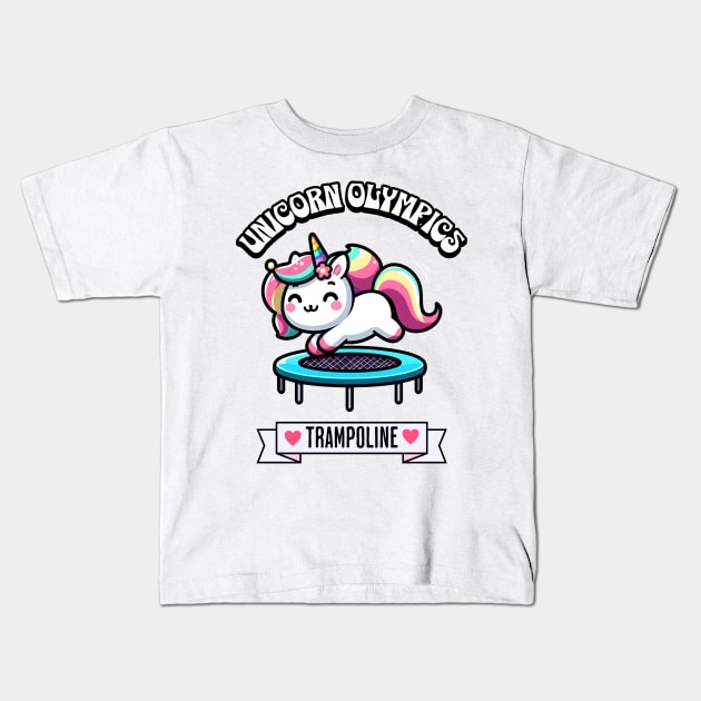 Trampoline Unicorn Olympics 🦄 - Bounce into Cuteness! Kids T-Shirt by Pink & Pretty